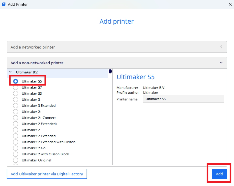 Ultimaker Cura Setup - Ultimaker S5