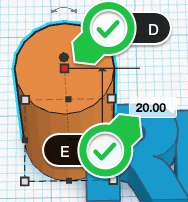 Cylinder with measurements of D,E